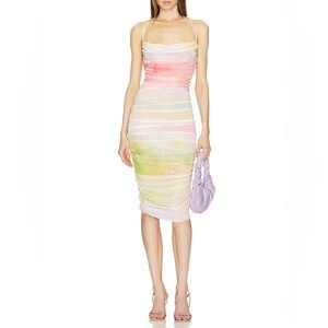 Michael Costello X Revolve Summer Midi Dress Watercolor NWT Size Small